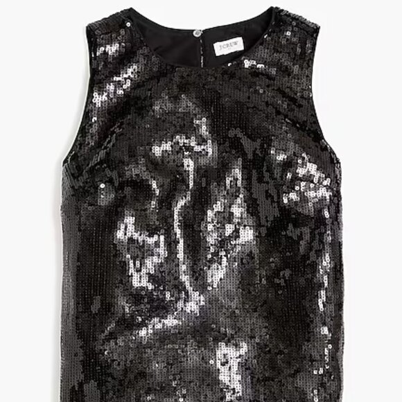 ✨ NWT J.Crew Factory Black Sequin Mesh Sleeveless Shell - Size Small ✨ - Picture 1 of 4